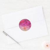 ABSTRACTE GOUDE ZWEEFSELS, PINK FUCHSIA RED BLUE F RONDE STICKER (Envelop)