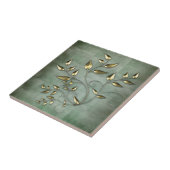 Abstracte gouden bladeren tegeltje (Zijkant)