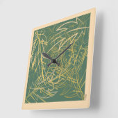 Abstracte gouden bladgroene achtergrond vierkante klok (Hoek)