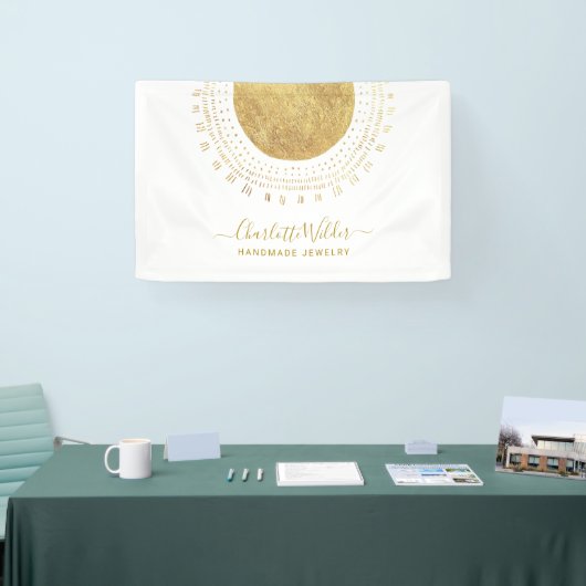 Abstracte gouden cirkel handgemaakte sieraden bedr spandoek (Beurs)