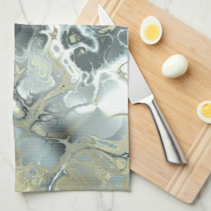 Abstracte gouden en grijze marmeren steen vloeiend theedoek