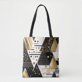 abstracte gouden en zwarte driehoeken canvas tas (Voorkant)