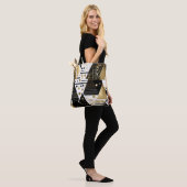 abstracte gouden en zwarte driehoeken canvas tas (Op model)