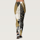 abstracte gouden en zwarte driehoeken leggings (Achterkant)