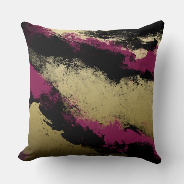 Abstracte gouden en zwarte penseelstreken kussen (Voorkant)