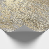 Abstracte gouden Folie Metallic Stroke Silver Grey Cadeaupapier (Hoek)
