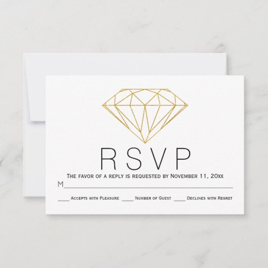 Abstracte gouden glitter diamanten bruiloft RSVP k (Voorkant)