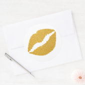 Abstracte gouden glitter lippenstift ronde sticker (Envelop)