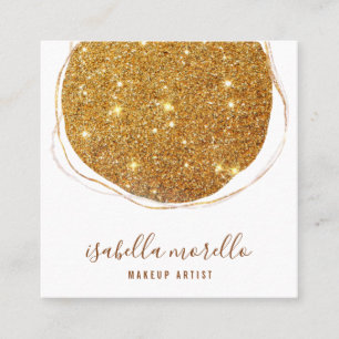 Abstracte Gouden Glitter Script Naam Make-up Artis Vierkante Visitekaartje