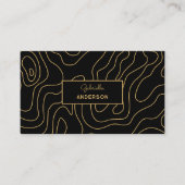 Abstracte gouden lijn patroonmonogram scriptnaam visitekaartje (Voorkant)