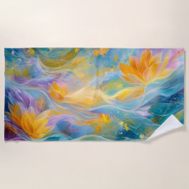 Abstracte Gouden Lotus Drijvende Bloemen Strandlaken