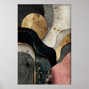 Abstracte gouden minimalistische print, Boho-print Poster
