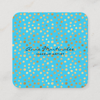 Abstracte gouden oliepunten op blauw vierkante visitekaartje