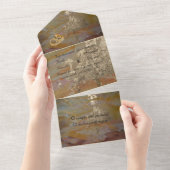 Abstracte gouden oneindige bruiloft all in one uitnodiging (Afscheurbaar)