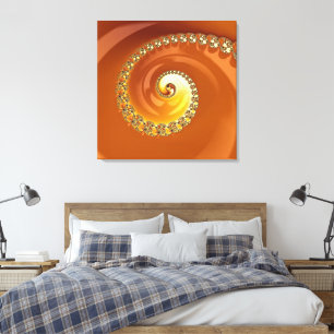 Abstracte gouden oranje verloop spiraal fractaal canvas afdruk
