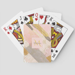 Abstracte gouden strepen en roze kronkels geperson pokerkaarten