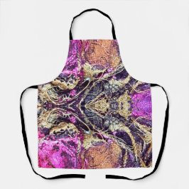 Abstracte gouden touwen & zwart en roze stropdas k schort