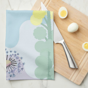 Abstracte Gouden Wattle Moderne Acacia Illustratie Theedoek