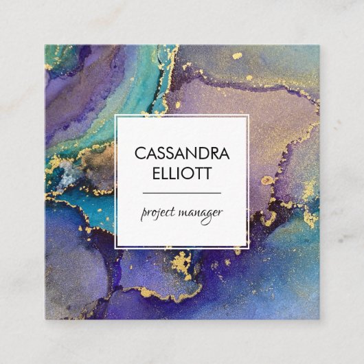 Abstracte goudkleurige goudvetten met vloeiende k vierkante visitekaartje (Voorkant)