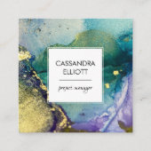 Abstracte goudkleurige goudvetten met vloeiende  k vierkante visitekaartje (Voorkant)