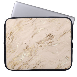 Abstracte goudmarmer met glittergolven laptop sleeve