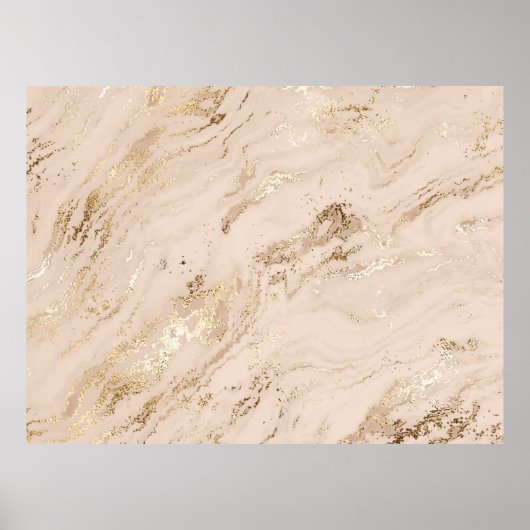 Abstracte goudmarmer met glittergolven poster (Voorkant)