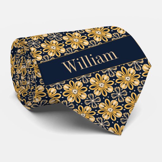 Abstracte goudsbloem bloem stropdas (Opgerold)