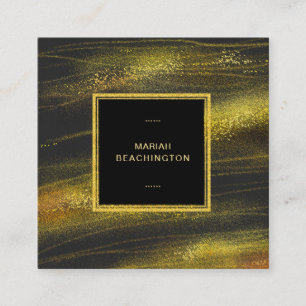 *~* Abstracte goudstof en zwart opwindend zwart Vierkante Visitekaartje