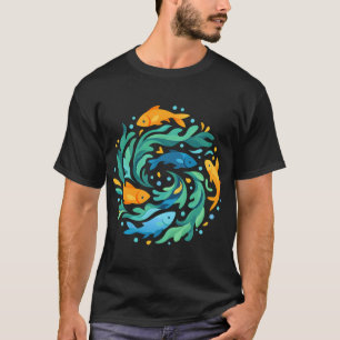 Abstracte Goudvis Draaikolk Oceaan Golven Nautilus T-shirt