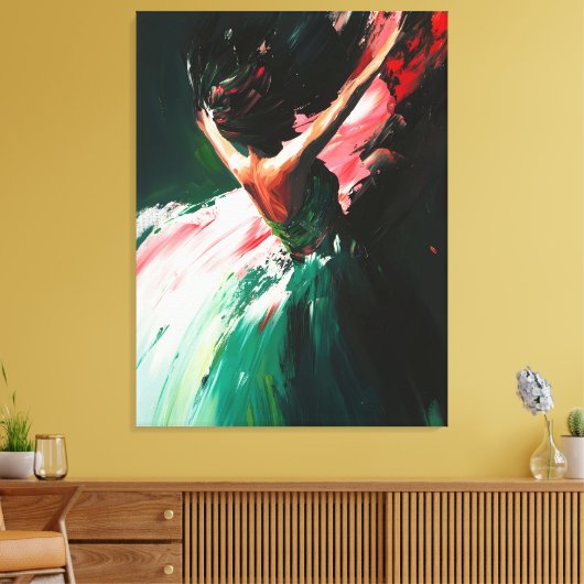 Abstracte Grace in Motion - olieverfschilderij Canvas Afdruk (Insitu (Woonkamer))