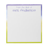 Abstracte gradiënt lavendel limoen groene rand notitieblok (Voorkant)