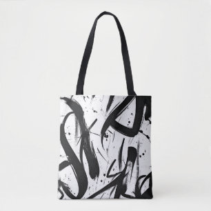 Abstracte Graffiti Canvas tas – Vet Zwart & Wit