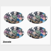 Abstracte graffiti-kunst ovale sticker (Vel)