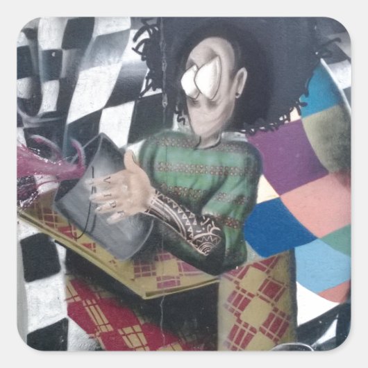 Abstracte graffiti-kunst vierkante sticker (Voorkant)