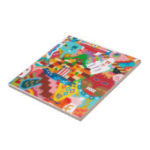 Abstracte graffiti-muurschildering tegeltje (Zijkant)