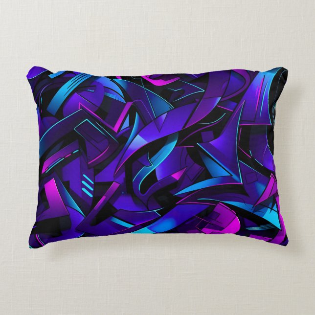 Abstracte Graffiti Street Swirl Accent Kussen (Voorkant)