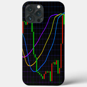 Abstracte grafiek van aandelencandlesticks op zwar iPhone 13 pro max hoesje