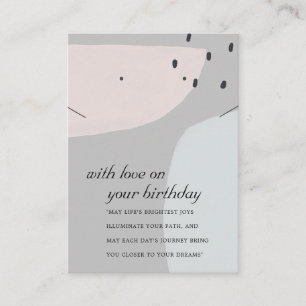 ABSTRACTE GRAY BLUE BIRTHDAY KETTING EARRINGCARD PLAATSKAARTJE