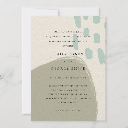 ABSTRACTE GRAY BLUE KRAFT SCANDI WEDDING INVITE BEDANKKAART (Voorkant)