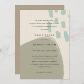 ABSTRACTE GRAY BLUE KRAFT SCANDI WEDDING INVITE BEDANKKAART (Voorkant / Achterkant)