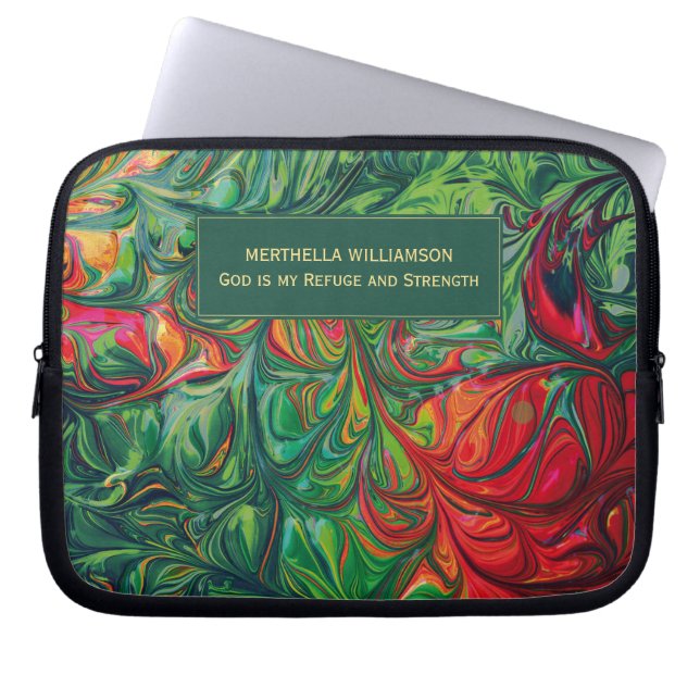 Abstracte GREEN Persoonlijke Christelijke scripts Laptop Sleeve (Voorkant)