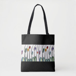  abstracte grens voor bloemen in zwart draagtas