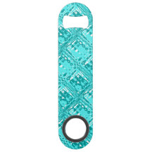 Abstracte Grid Turquoise Blue Bottle Opener