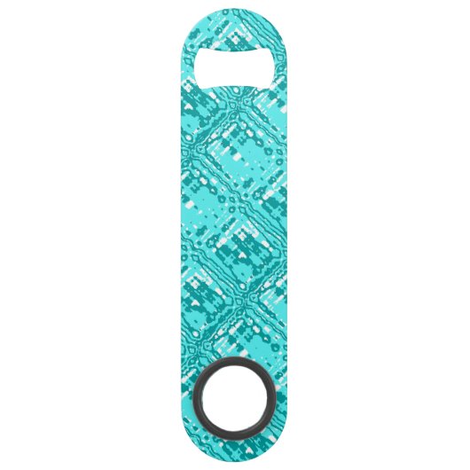 Abstracte Grid Turquoise Blue Bottle Opener Speed Flessenopener (Achterkant)