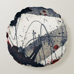 Abstracte grijze achtergrond, inkttextuur. rond kussen