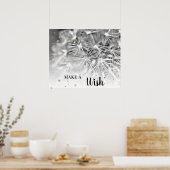 *~* Abstracte, grijze DANDELION maakt een wens Poster (Keuken)
