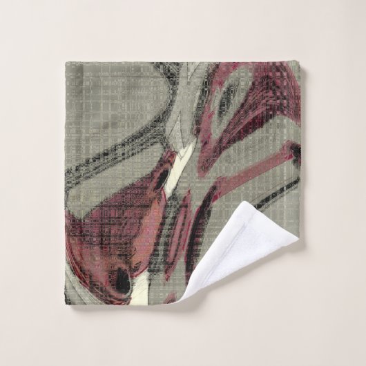 Abstracte grijze en rode kunst bad handdoek (Wasdoekje)