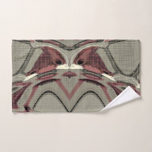 Abstracte grijze en rode kunst bad handdoek (Handdoek)
