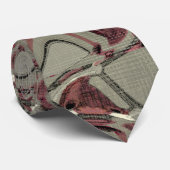 Abstracte grijze en rode kunst stropdas (Opgerold)