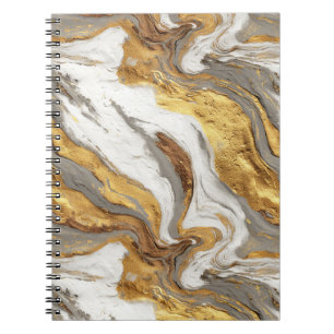 Abstracte grijze marmertextuur met vloeiend goud notitieboek